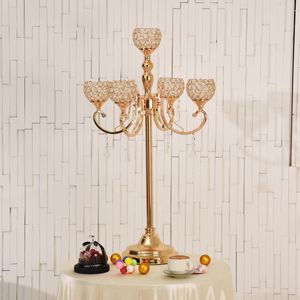 Gold Flower Vases Candle Holders Rack Stands Wedding Decoration Road Lead Table Centerpiece Pillar Party Event Candlestick imake872