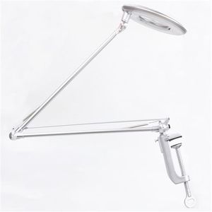 LED 8x Magnifier Lamp Swivel Arm Clip-On Table Light Repair Cosmetology Clamp Beauty Skincare Manicure Glass Lens Tattoo C10237P