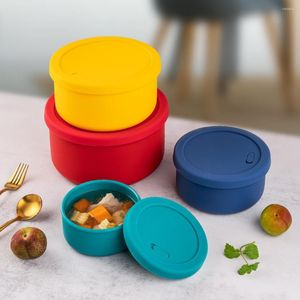 Servis sätter Silicone Lunch Box Storage Container med lock återanvändbara Bento -lådor Cirkulär mikrovågsugn