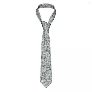Papillon Doodle di matematica Cravatta argento Uomo Donna Poliestere 8 cm Regalo per insegnanti Collo per abiti larghi e slim Accessori Cravatta
