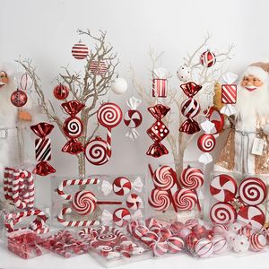 Decorazioni natalizie Decorazioni natalizie Scatola di plastica colorata Caramelle lecca-lecca Ciondolo in canna Centro commerciale Layout scena Decorazione albero di Natale Anno 231129