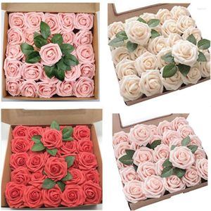 Decorative Flowers 25/50Pcs Artificial Rose Foam Fake Faux Roses For DIY Wedding Bouquets Party Home Decor Garden Decoration