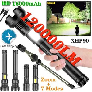 Torches Rechargeable Super Bright Tactical Flashlight High Lumens Zoomable LED Flashlight With COB Side Light 7Modes Floodlight Torch Q231130