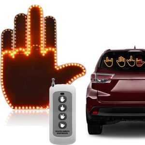 Car LED Gesture Lights, Finger Hand Light Wacky Funny Multi-functional Warning Lights Rear Luggage Compartment Lights 176 LED Beads,Remote Controlled 4 Light Modes