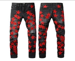 Abbigliamento jeans Uomo Donna Stampa pantera Verde militare Lungo cotone effetto consumato Coniglio Adesivo Ricamo Slim Denim Dritto Biker Skin2329355