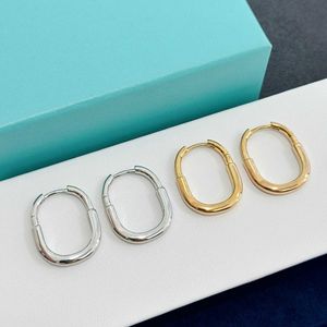 Mode S925 Sterling Silver Lock örhängen minimalistiska och avancerade tungt mångsidiga dagligen