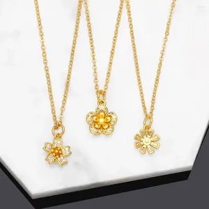 Pendanthalsband Flola Mini Gold Plated Daisy Flower Halsband för kvinnor Girls Copper Zircon Lily Fashion Crystal Jewelry NKEB499