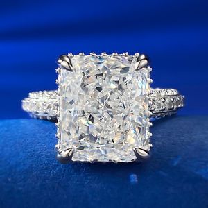 Choucong Anelli nuziali originali Gioielli di lusso Puro argento sterling 100% 925 Forma radiante Moissanite naturale Diamante Anello di fidanzamento per donna Regalo Non tramonterà mai