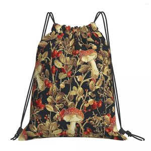 Einkaufstaschen Vintage Garden Mushroom Mushrooms Forest Drawstring Gym Pouch 3D Print Backpack Shoe Bag