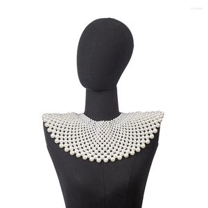 Choker Luxury Weaving Pearls Shawl Cape Multi-Layers Pearl Chocker Halsband axelkedja Bröllopsfest Kvinnor Kroppsmycken