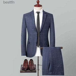 Ternos masculinos blazers de alta qualidade (blazer + calças) estilo britânico masculino negócios casual elegante moda simples cavalheiro melhor homem terno 2 peças ternol231130