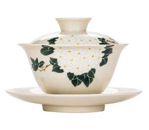 TEA POT CERAMIC HANDBEDA Kung Fu Gaiwan Creative Handpinted Chrysanthemum Tureen Tea Set Office Bowl med Drinkware 20219531965