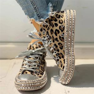 Slipper Sneakers Leopard Nieten Schuhe Canvas Freizeit Lace Up Low High Top Korb Femme Big Size 231130