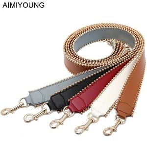 Väska delar Tillbehör Aimiyoung Rivet Bag Straps Handväska PU LEATHER BELE SKULD BAG Bred Rem Remsap Accessory Bag Del Bälte för väskor 231130