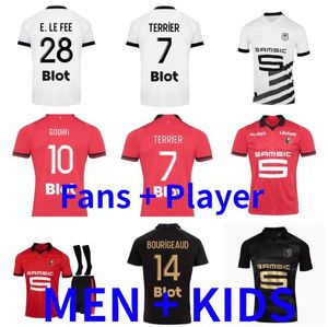 23 24 Stade Rennais Camavinga Futbol Jersey Doku 2023 2024 Rennes Bourigeaud Maillots de Foot Trufert Terrier Nzonzi Futbol Gömlek Erkek Çocuk Kiti Oyuncu Versiyonu