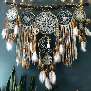 Decorações de Natal Coletores de Sonhos Penas Estilo Feito à Mão Coletores de Sonhos Sala de estar Tapeçarias de Parede Decoração de Casa 5pcsset Dreamcatcher 231129