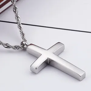 Pendant Necklaces Korean Version Of The Christian Titanium Steel Smooth Cross Men Jewelry