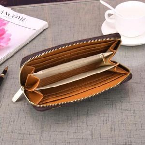 Mode Mens Women Designer Clutch Wallet Pu Leather Wallet Single Zipper Wallet Lady Lady Long Classical Purse Card 60017277K