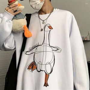 Women's Hoodies Kawaii Hand-painted Duck Cartoon Sweatshirt Ins High Street Oversized Long Sleeve Pullover Couples Loose Casual Y2K Top