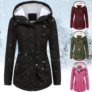 Women's Trench Coats 2023 Winter Clothes Women Thickened Warm Long Coat And Puffer Jaket Outdoor Hiking Hooded Windproof Parka