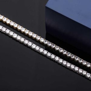 ダイヤモンドVVSチェーンヒップホップジュエリーシルバーネックレス925 3mmから5mmパスダイヤモンドテスターMoissanite VVS Tennis Chain308d