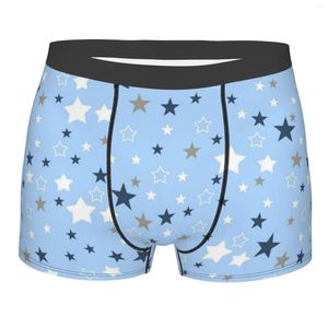Underpants Blue Stars Men Men Sexy Underwear Boxer Hombre Boys Polyester Print Briefs Soft Boxershorts