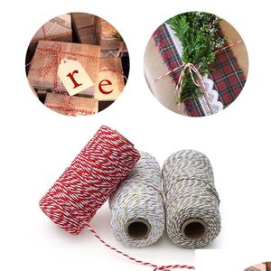 Yarn 1 Roll 100 Metres 2Mm Cotton Bakers Twine String Cord Rope Rustic Country Craft Handmade Christmas Gift Home Decor Supplies Drop Dh8Xo