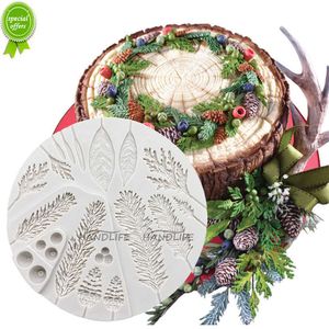 Novo folhagem de folhagem de folhagem de Natal Cone pineal Silicone Sugarcraft Ferramentas de resina de molde