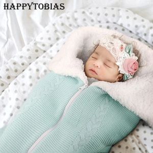 Sovsäckar födda baby stickade barnvagn sovsäckar kuvert barn wrap swaddle filtar sängkläder kuvert spädbarn sömnsack 0-1-2 månad S14 231129