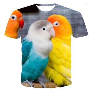 Camisetas masculinas de verão Casual 3D Print Fun Parrot Animal T-shirt Fashion Round Neck Tops Style confortável