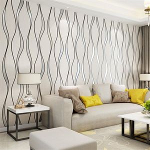 Suede wallpaper striped wallpaper bedroom living room TV background wall paper modern minimalist non woven wallpaper244T