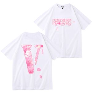 Vlone camiseta de tela de algodón Diseñador de los hombres de verano camiseta suelta marca de moda top casual vlone camisa ropa de lujo pantalones cortos de calle camisa de manga versátil