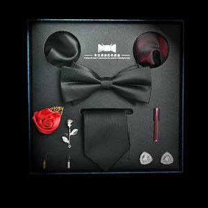 Bow Ties Men's Business Formal Evening Party Casual Gift Father Plot Tie Bow Tie 8 Piece Suit 231128