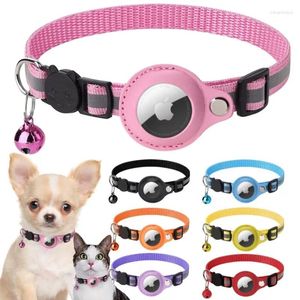 Hundhalsar Anti-Lost Cat Collar Reflective Apple Airtag Tracker Protective Case med Bell Waterproof Kitten Halsband PET GPS Accesories