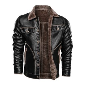 Jaqueta de couro masculina designer inverno outono casacos de pele da motocicleta jaqueta de couro do plutônio blusão grosso quente outerwear casaco