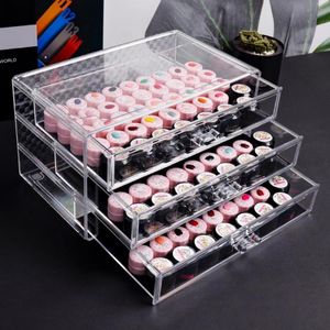 Nail Art Kits 1 Set Storage Box Triple Layer Large Capacity Plastic Divided Display Glue Organizer For Desktop Gift