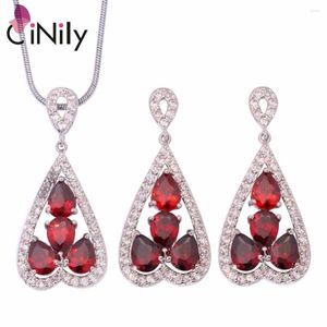 Halsbandörhängen Set Cinily Garnet Purple Zircon Cubic Zirconia Silver Plated Wholesale Women Jewelry Pendant NT260-61