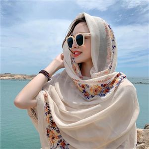 Sciarpe Sciarpa lunga di seta da donna di lusso Viaggi estivi Mare Scialle da sole Inverno Pashmina Foulard Femme Plus Size Hijab Stola