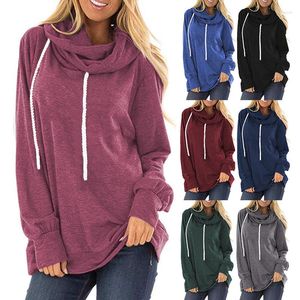 Frauen Hoodies Lose T-Shirts Frauen Pullover Langarm Rollkragenpullover Frauen Pullover Weibliches Sweatshirt Solide Lässige Stoff Undershit