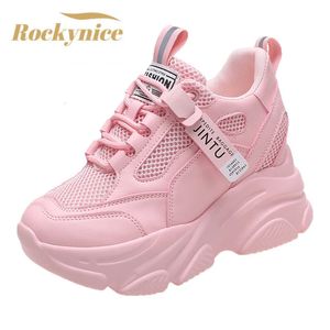 Slippers Brand Spring Spreettable Mesh Sneakers dolda ökande sportskor Kvinna Wedge Casual Y High Platform 9cm 231129