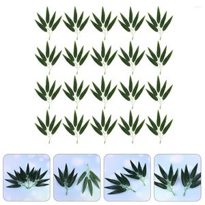 Decorative Flowers 100 Pcs Simulated Bamboo Leaves Plants Decor Faux Green Leaf Outdoor Small Stems