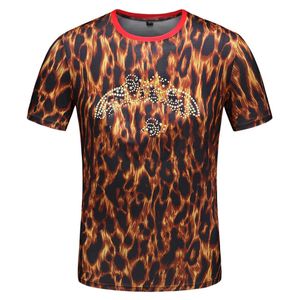Nya sommarmän leopardtryck t-shirt bomull hip hop mäns t-shirt mode kausal smal passform korta ärmar man kläder