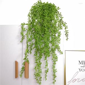 Decorative Flowers Green Artificial Grass Plant Wall Background Plastic Vine Outdoor Garden Home Backdrop Decoration Hanging Rattan Fake