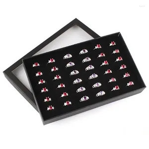 Jewelry Pouches 2023 Earrings Display Holder Organizer Practical Show Case Transparent Window PVC 36 Slots Ring Box Tray Storage