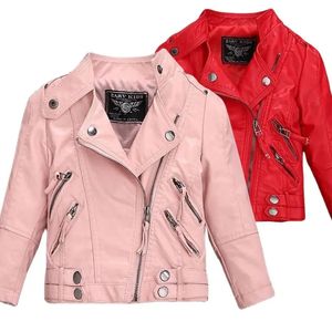 Jacken Kinder Oberbekleidung Mädchen PU Lederjacke Herbst Winter Teenager Jungen Mode Lederjacke Mantel Kragen Overwear 231130