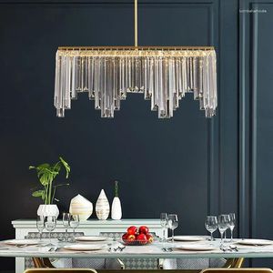 Chandeliers Modern Dining Room Chandelier Luxury Rectangular Kitchen Island Crystal Lamp Gold LED Home Decoration Lamps And Lanterns