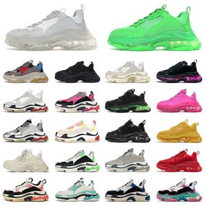 Autêntico Triple S Designer Dad Shoes Crystal Clear Sole Bottom Casual Masculino Feminino 17FW Paris Luxos Estilistas Moda Vintage Masculino Feminino Tênis Tênis Ao Ar Livre