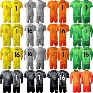 Club Team Men Futebol Goleiro Robert Sanchez Jersey Set 2022-23 GK Manga Longa Djordje Petrovic 16 Edouard Mendy 13 Thibaut Courtois Camisa de Futebol Kits QieErXi