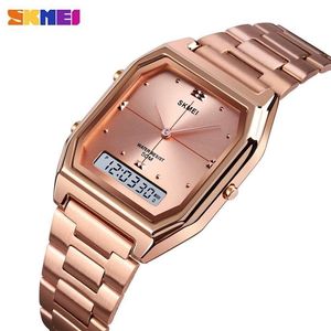 SKMEI 1612 Top Marke Luxus Edelstahl Damen Weibliche Elektronische Stoppuhr Kalender Uhr Frauen Quarz Uhren Montre Femme 20329I