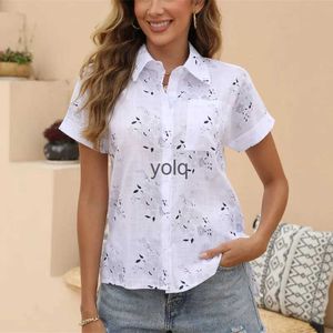 Blusas femininas Camisas Oversized Mulheres Blusa de Algodão Verão Casual Manga Longa Botão Lapela Camisa Solta Lady Tops Tamanho Grande S-5XLyolq